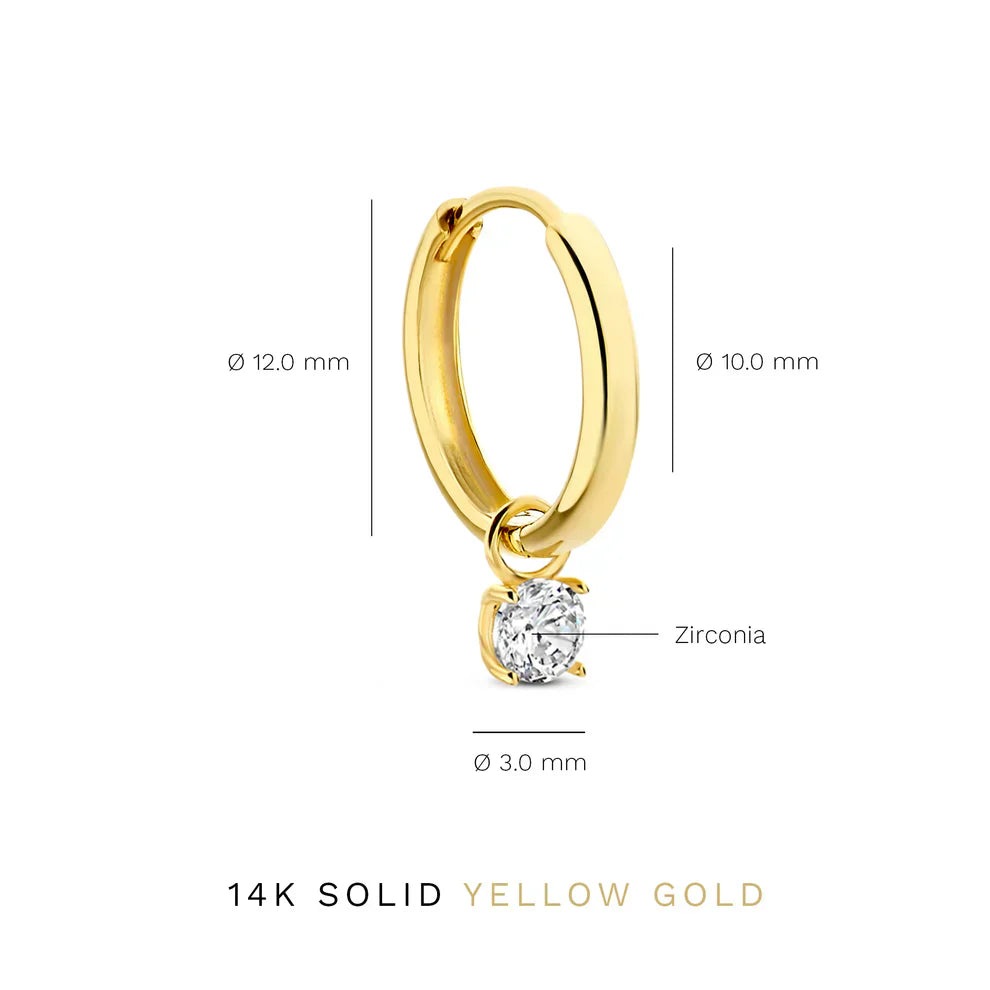 Larmes de Lune Aretes de Argolla con Piedra | Oro