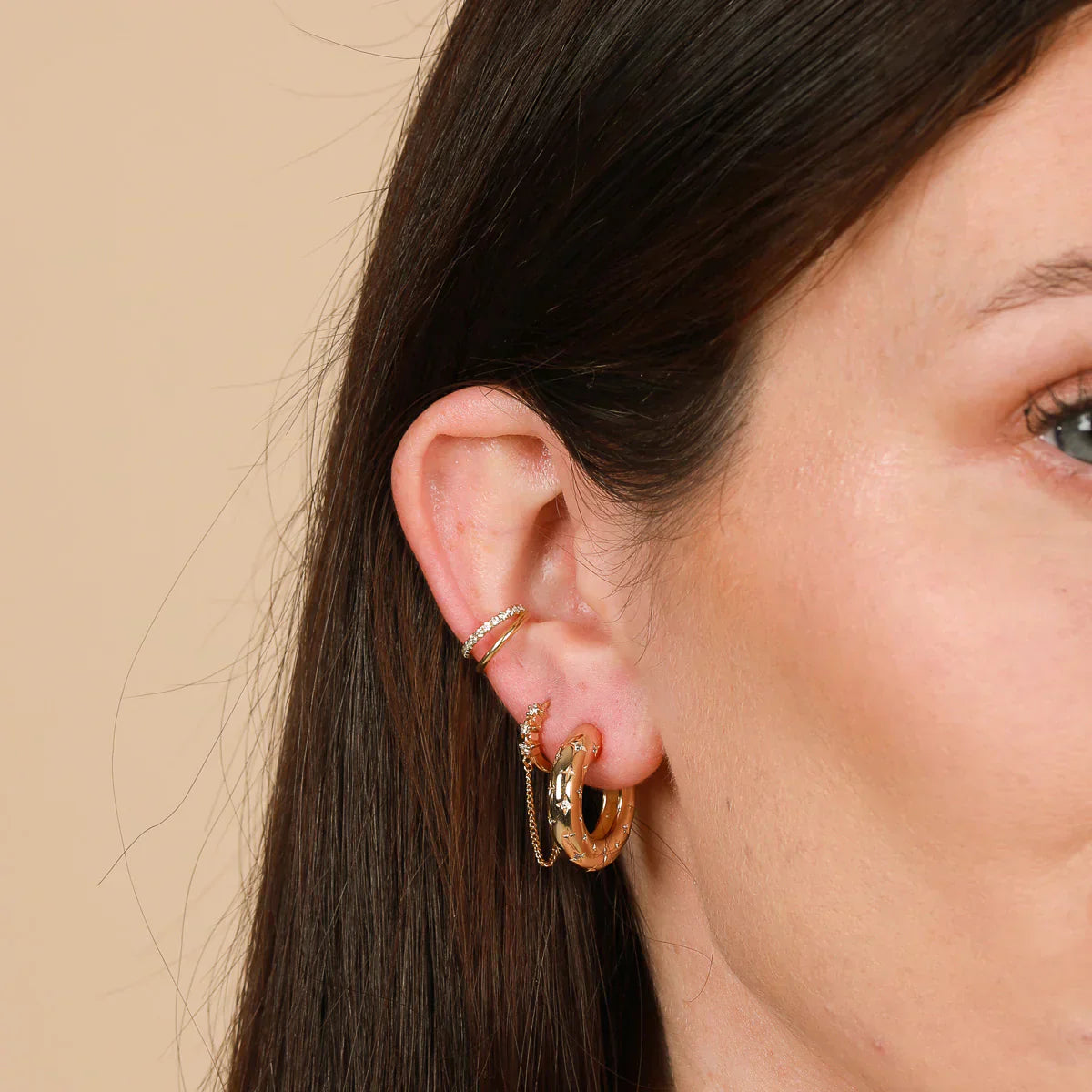 Aretes de Argolla Cósmicos | Oro
