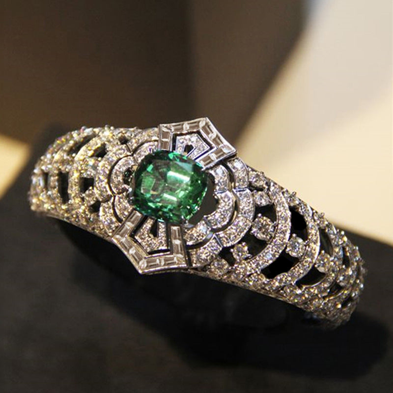 Anillo Art Déco de Esmeralda | Oro Blanco