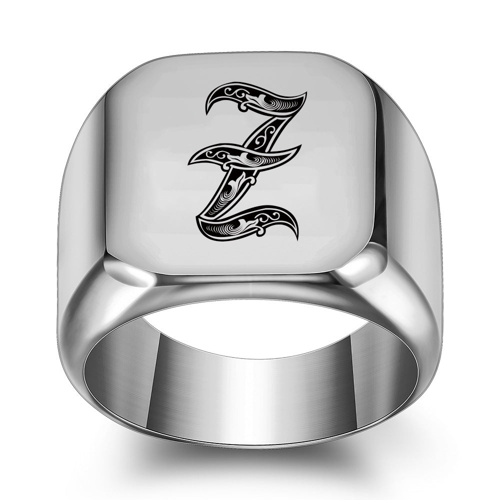 Anillo Clásico con Inicial Noble | Oro Blanco