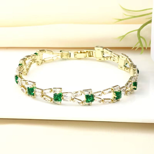 Verde Link Pulsera Tennis | Oro