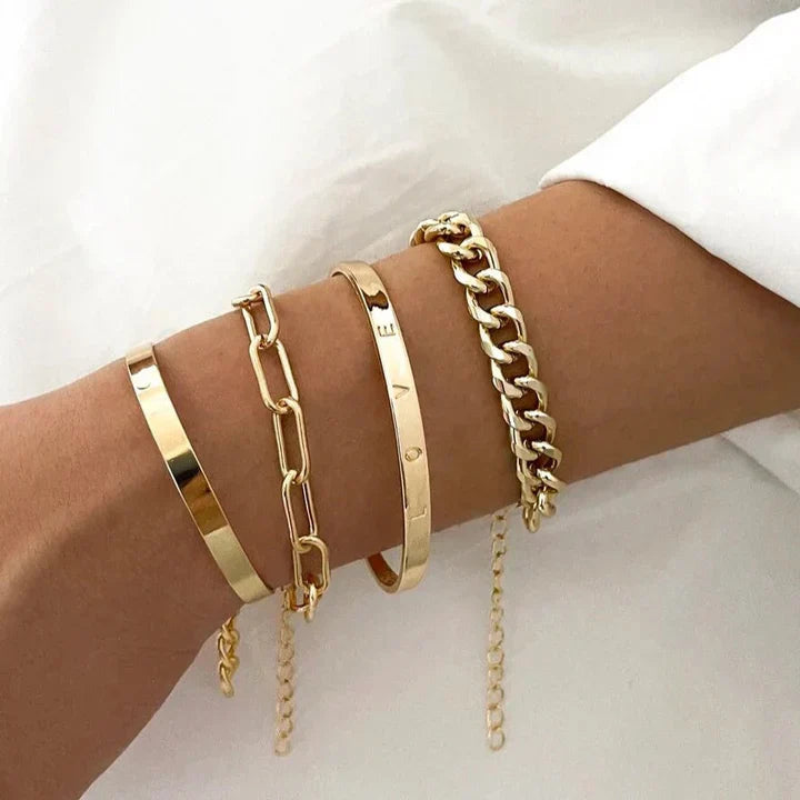 Elan Mercer Set de Pulseras | Oro Blanco