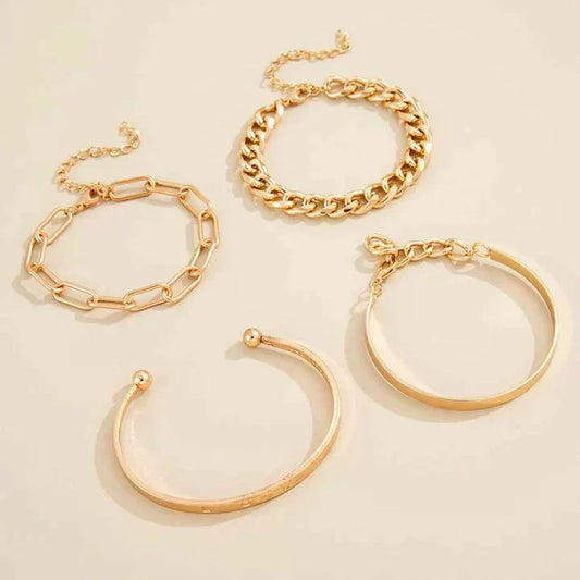 Elan Mercer Set de Pulseras | Oro Blanco