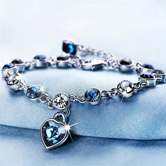 Pulsera Corazón de Océano | Oro Blanco