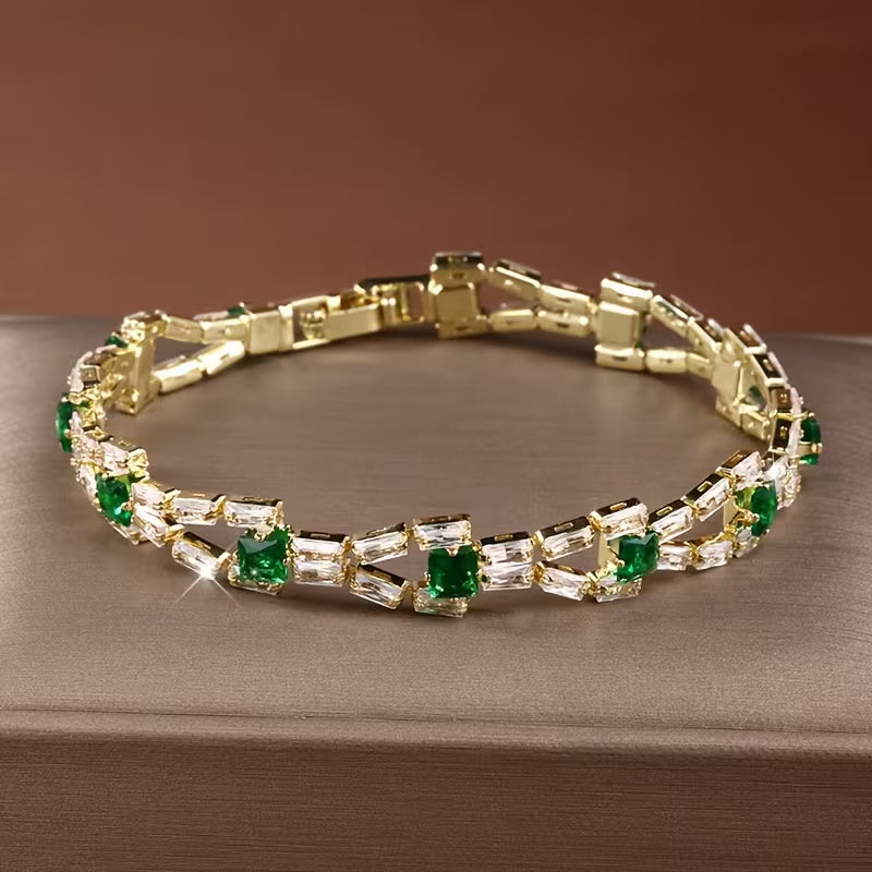 Verde Link Pulsera Tennis | Oro