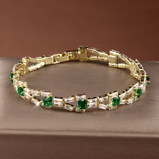 Verde Link Pulsera Tennis | Oro