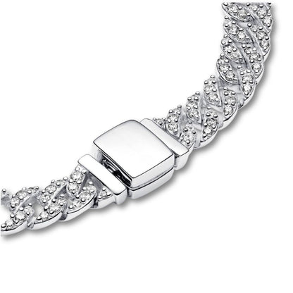 Pulsera Cubana Pavé | Oro Blanco