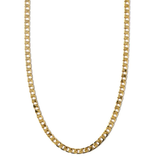 Collar de Cadena Barbada de Eslabón Plano | Oro