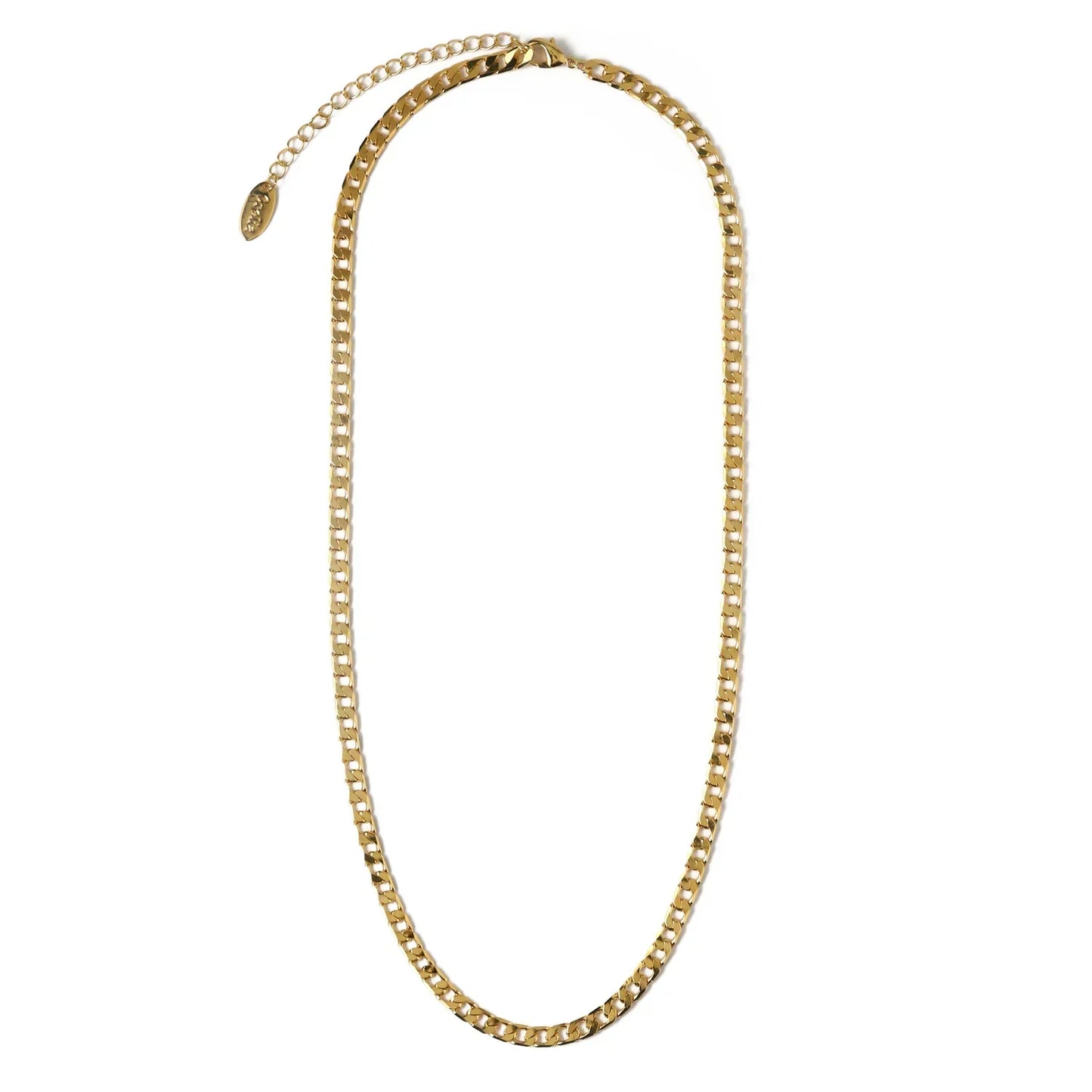 Collar de Cadena Curb de Eslabones Planos | Oro Blanco
