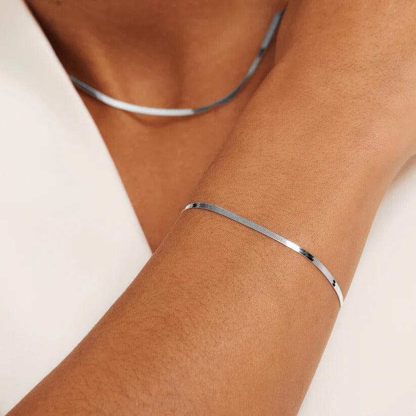 Soleil Pulsera Serpiente | Oro Blanco