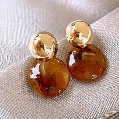 Aurélie Aretes Colgantes de Ámbar | Oro