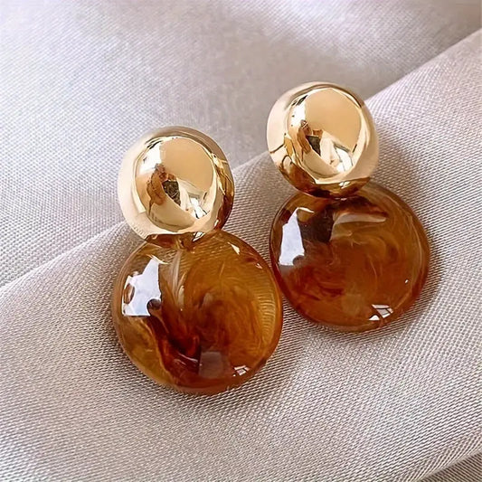 Aurélie Aretes Colgantes de Ámbar | Oro