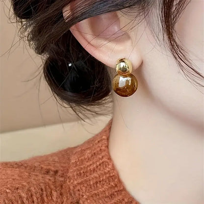 Aurélie Aretes Colgantes de Ámbar | Oro