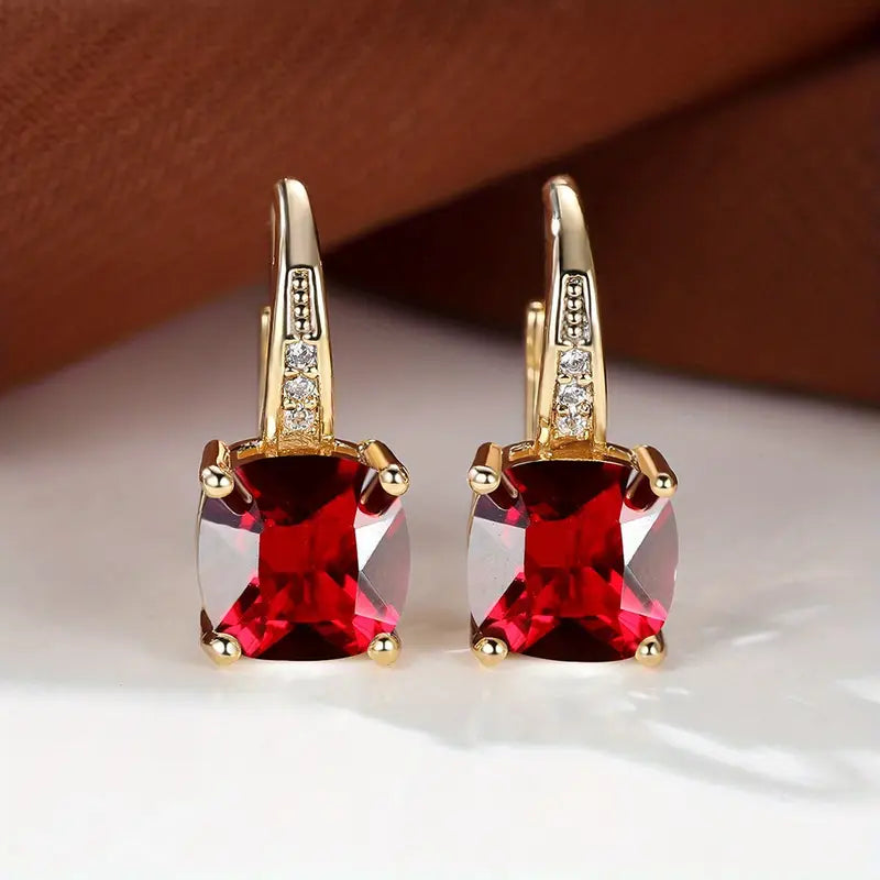 Aretes de Argolla con Piedra de Zafiro Místico | Oro