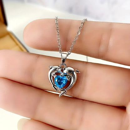 Collar Gemelos Corazón de Océano | Oro Blanco