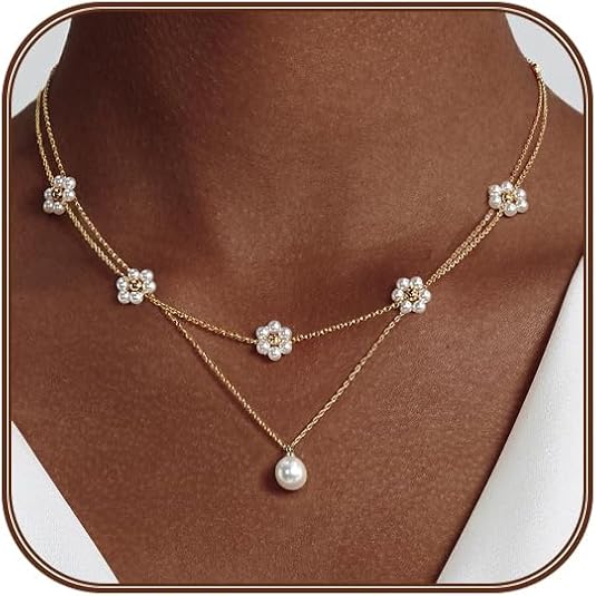 Collar en Capas de Perla Floral | Oro