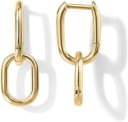 Aretes de Argolla Colgantes de Eslabón | Oro