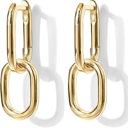 Aretes de Argolla Colgantes de Eslabón | Oro