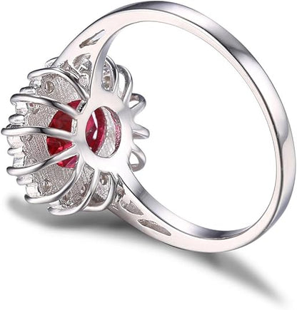 Anillo Clásico de Rubí Halo | Oro Blanco
