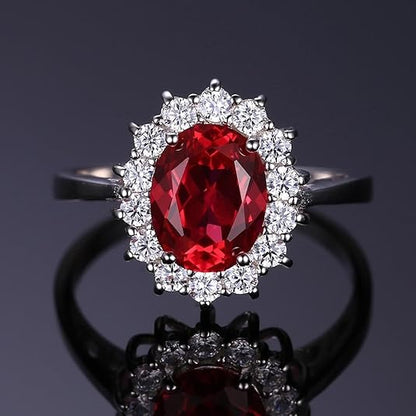 Anillo Clásico de Rubí Halo | Oro Blanco