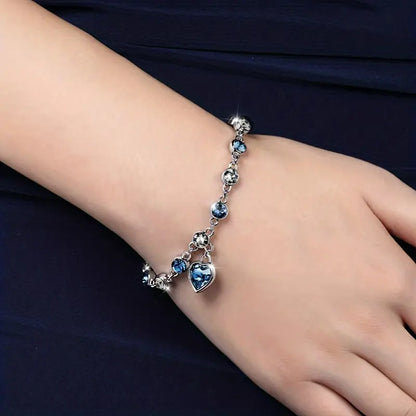 Pulsera Corazón de Océano | Oro Blanco