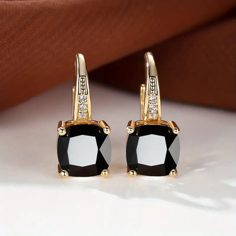 Aretes de Argolla con Piedra de Zafiro Místico | Oro