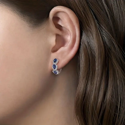 Aretes Crest de Zafiro Real | Oro Blanco