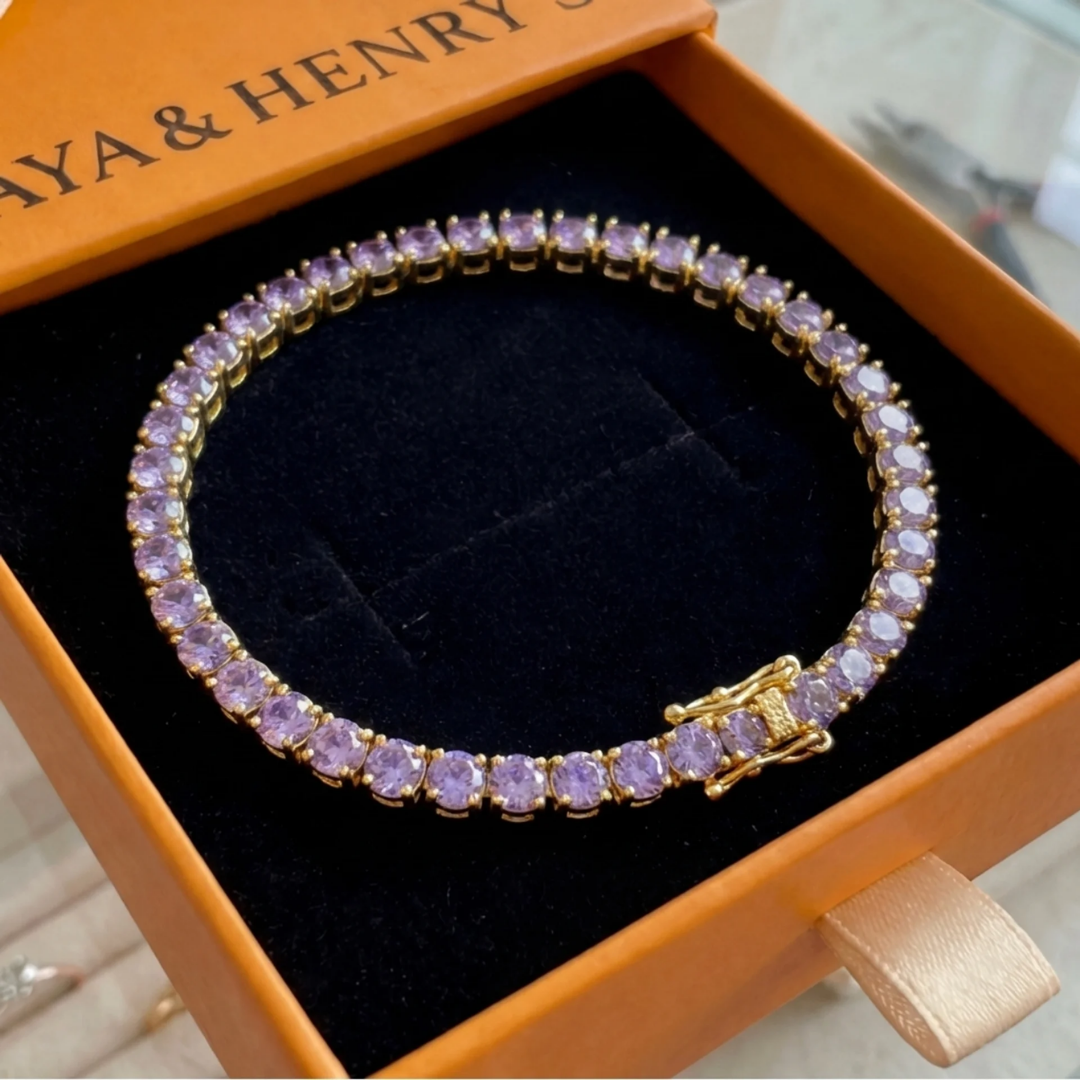 Pulsera Tennis de Amatista | Oro