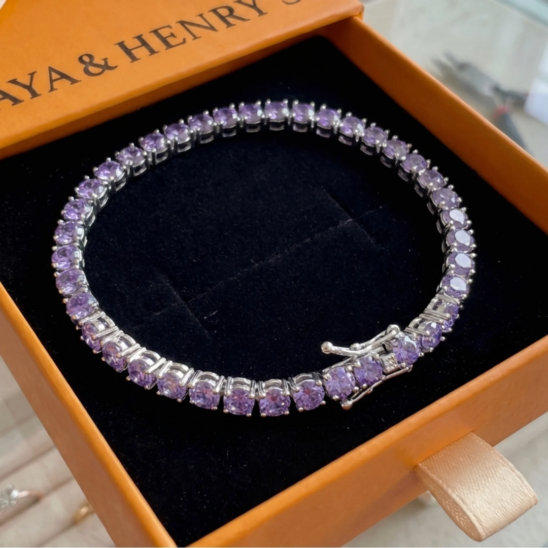 Pulsera Tennis de Amatista | Oro