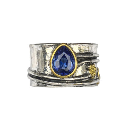 Anillo de Meditación de Gema Bohemio | Oro Blanco