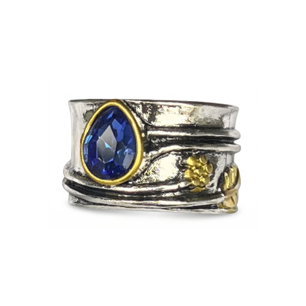 Anillo de Meditación de Gema Bohemio | Oro Blanco