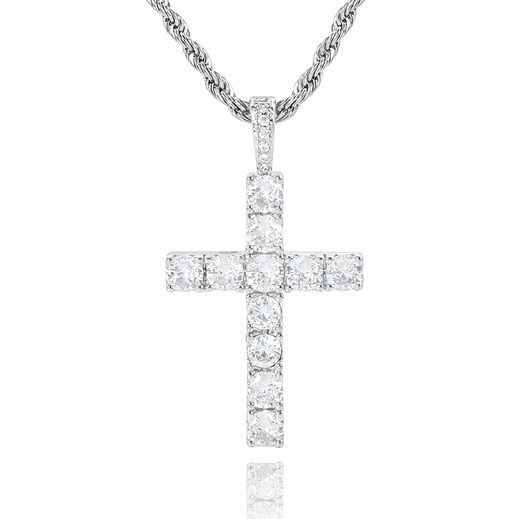 Collar de Cruz | Oro Blanco