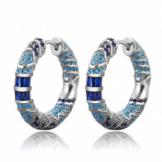 Aretes de Argolla Chispa Helada | Oro Blanco