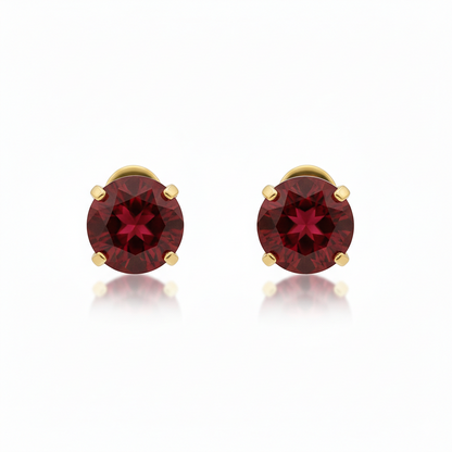Aretes Stud Redondos de Rubí | Oro