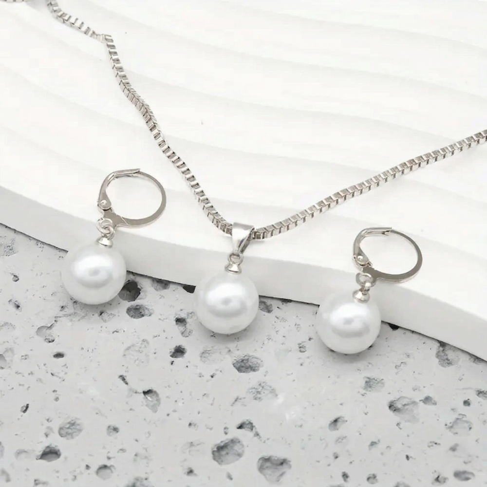 Golden Grace Set de Joyas con Perlas | Oro Blanco