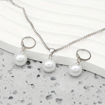 Golden Grace Set de Joyas con Perlas | Oro Blanco