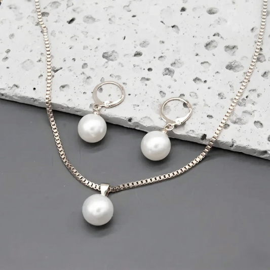 Golden Grace Set de Joyas con Perlas | Oro Blanco
