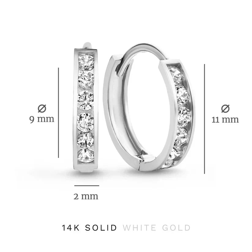 Dara Brillane Set de Aretes con Piedra | Oro Blanco