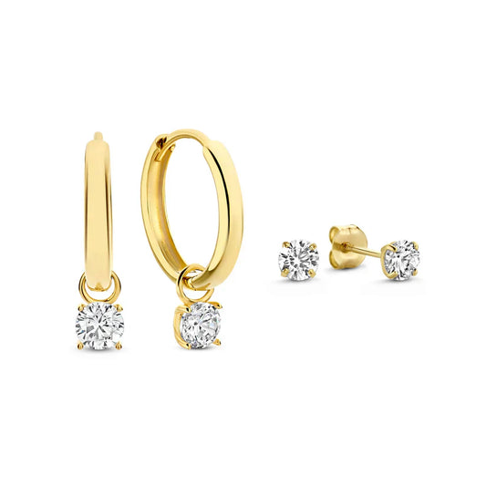 Larmes de Lune Set de Aretes con Piedra | Oro