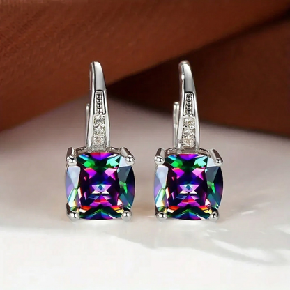 Aretes de Argolla con Piedra Mística | Oro
