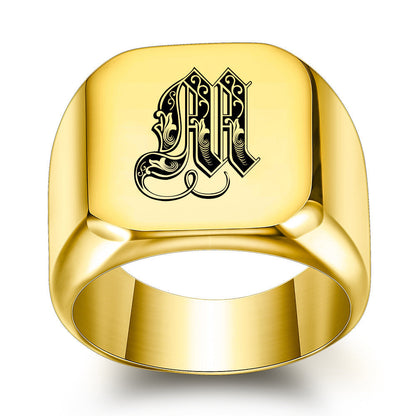 Anillo Clásico con Inicial Noble | Oro