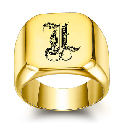 Anillo Clásico con Inicial Noble | Oro