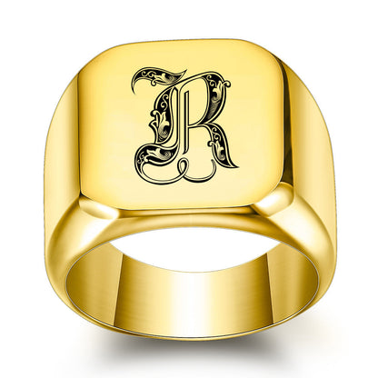 Anillo Clásico con Inicial Noble | Oro