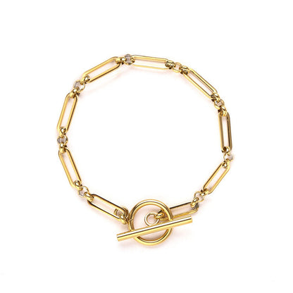 Pulsera de Eslabón con Barra T | Oro Blanco