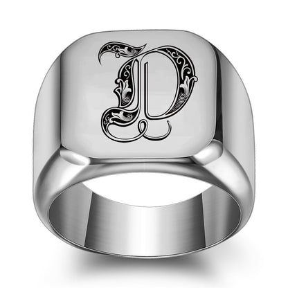 Anillo Clásico con Inicial Noble | Oro Blanco
