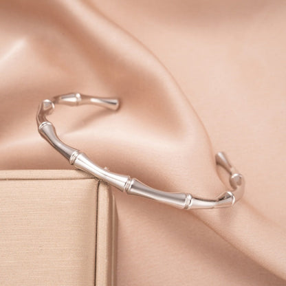 Pulsera Rígida Bambú | Oro Blanco