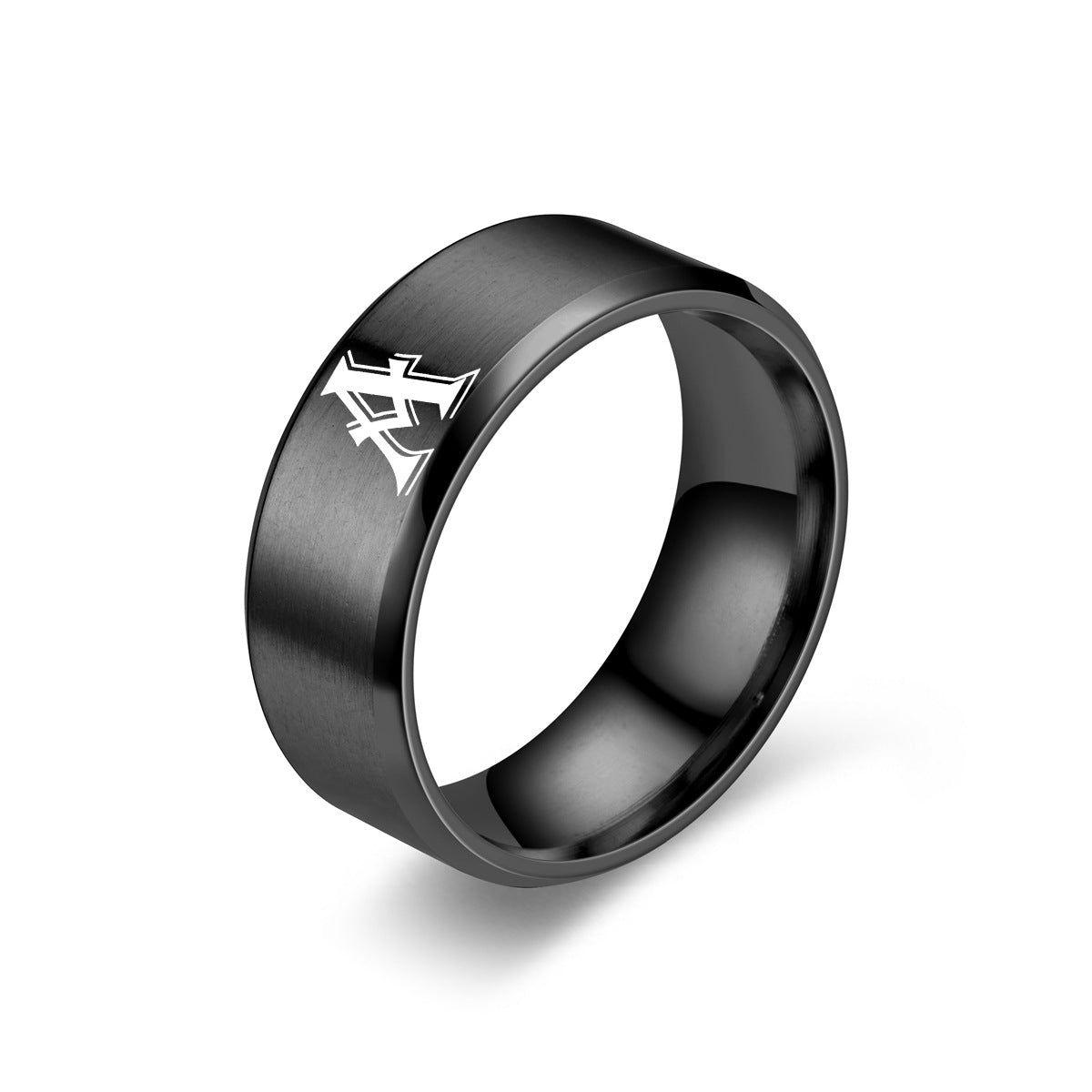 Anillo con Inicial Obsidian | Acabado Negro