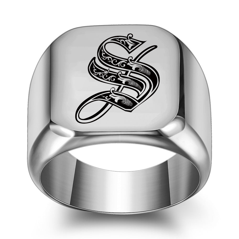 Anillo Clásico con Inicial Noble | Oro Blanco