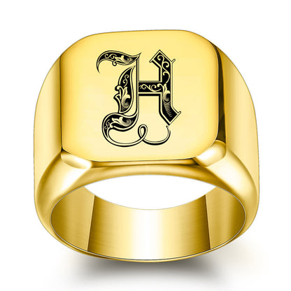 Anillo Clásico con Inicial Noble | Oro