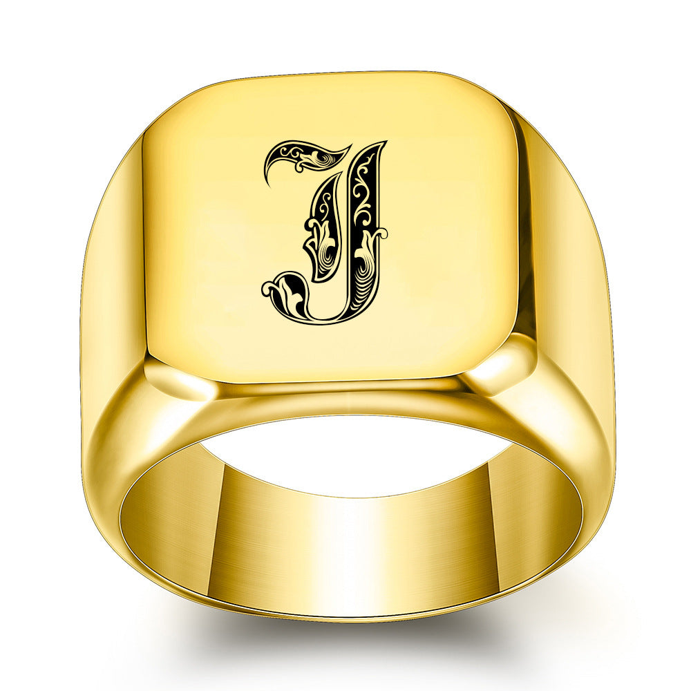 Anillo Clásico con Inicial Noble | Oro